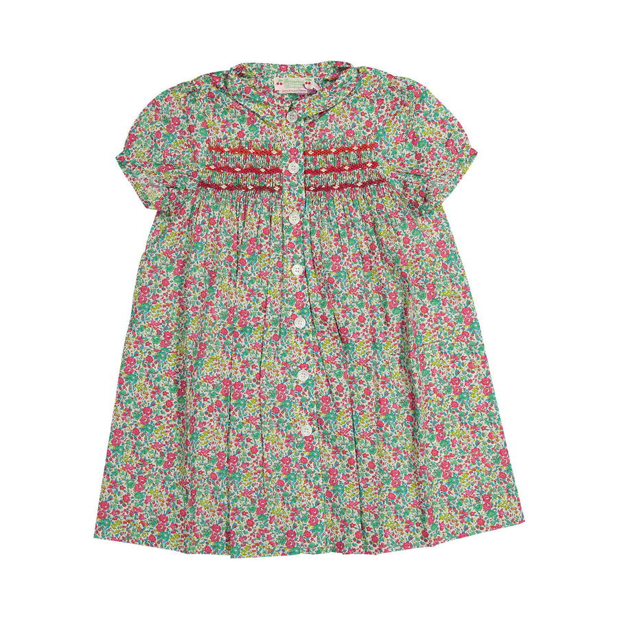 Bonpoint Mint Floral Smocked Candice Dress