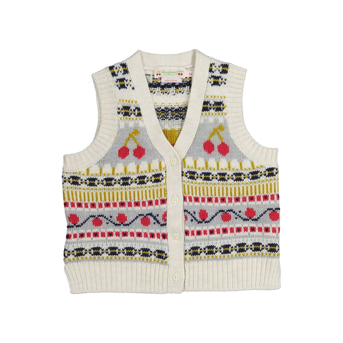 Bonpoint Off White Jacquard Thevy Vest
