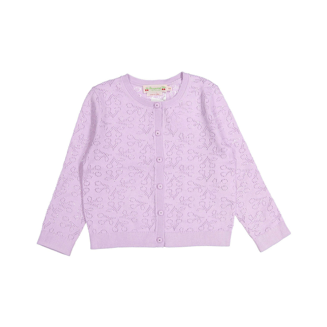 Bonpoint Mauve Cherry Openwork Cardigan