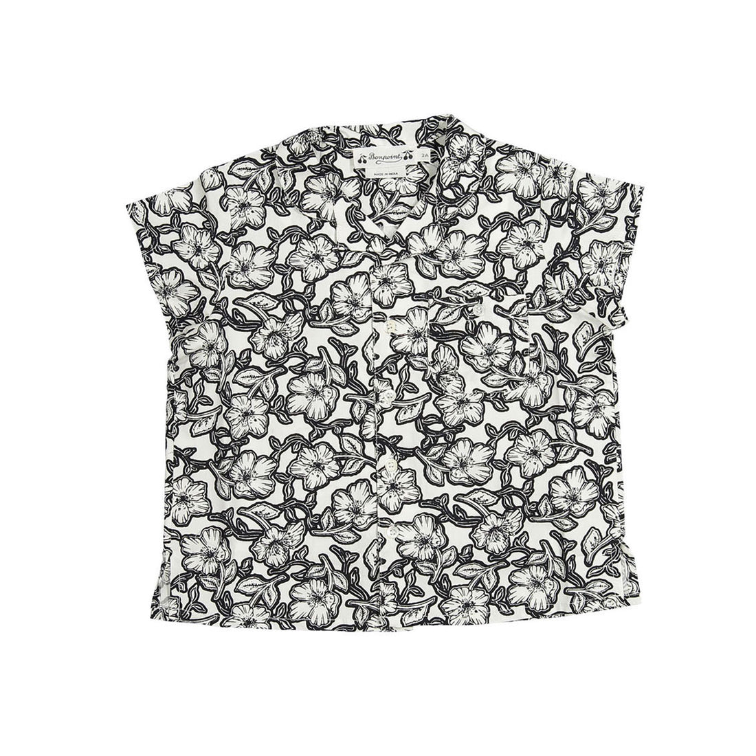 Bonpoint Black Flowers Gerald Baby Shirt