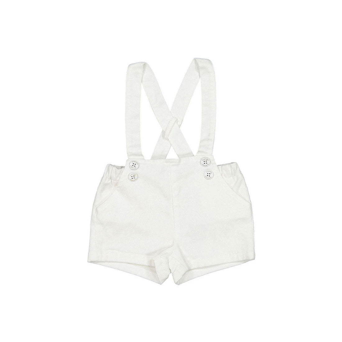 Nanos White Baby Suspender Shorts