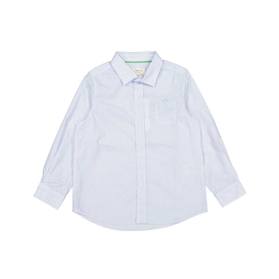 Nanos Blue Dot Print Long Sleeve Shirt