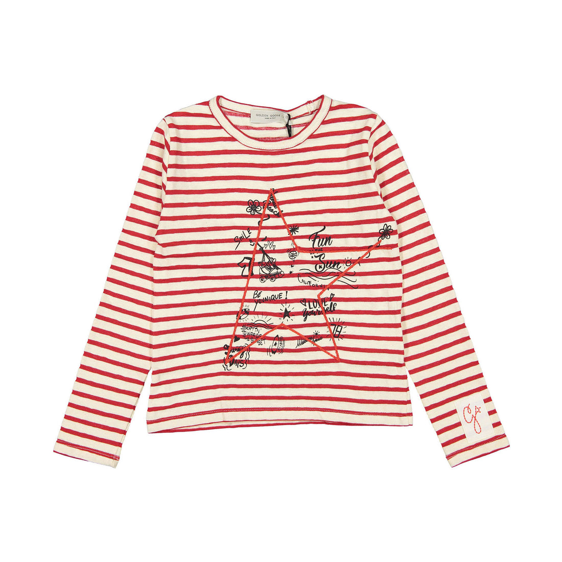 Golden Goose Tango Red Stripe Doodle Print Tee