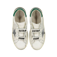 Golden Goose White/Silver/Green Old School Sneakers