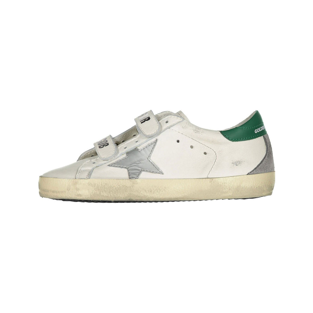 Golden Goose White/Silver/Green Old School Sneakers