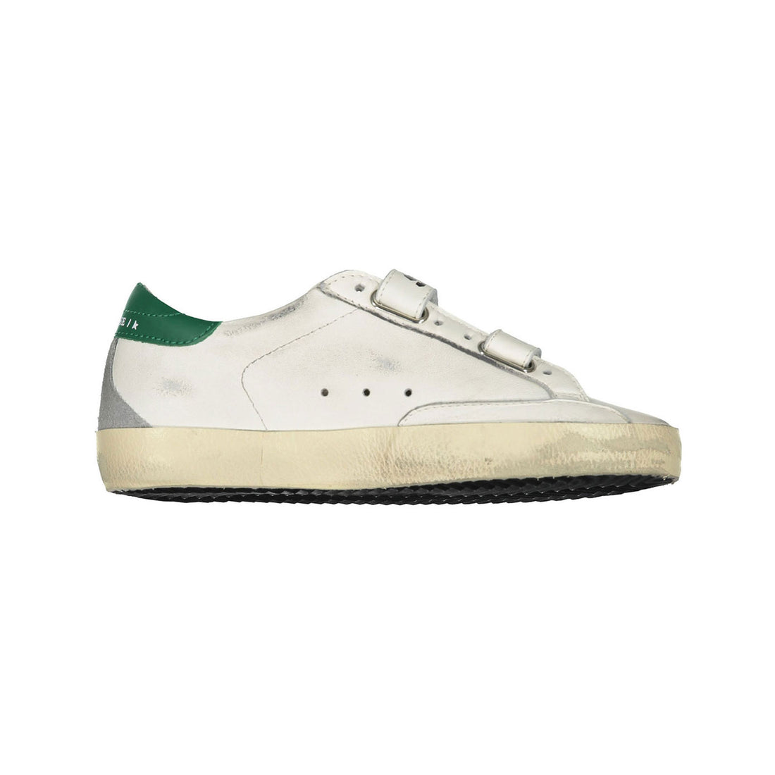 Golden Goose White/Silver/Green Old School Sneakers