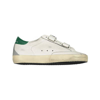 Golden Goose White/Silver/Green Old School Sneakers