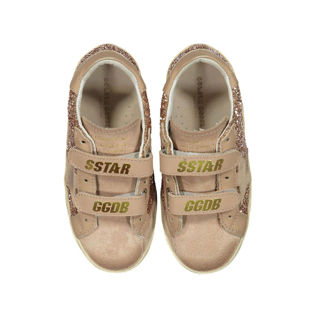 Golden Goose Peach/Beige Glitter Old School Sneakers
