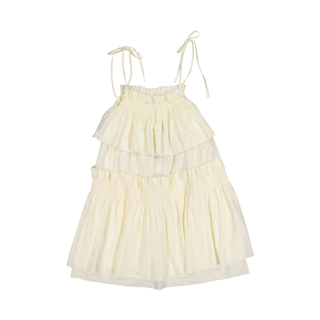 Venera Arapu Vanilla Ruffle Sheer Flake Dress