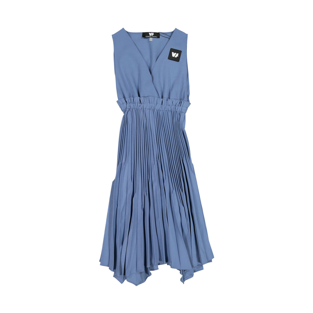 Venera Arapu Blue Pleated Twist Crease Dress