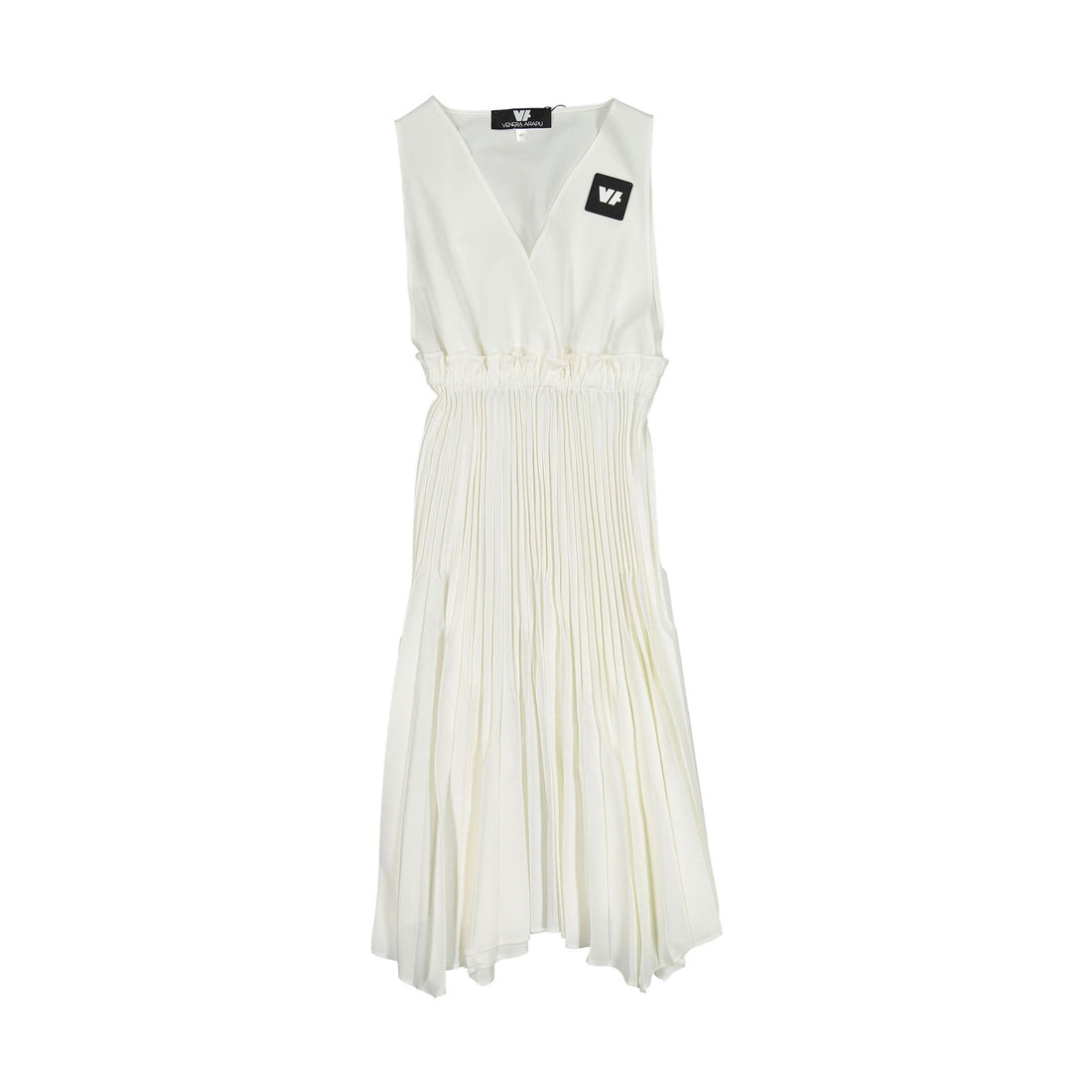 Venera Arapu White Pleated Twist Crease Dress