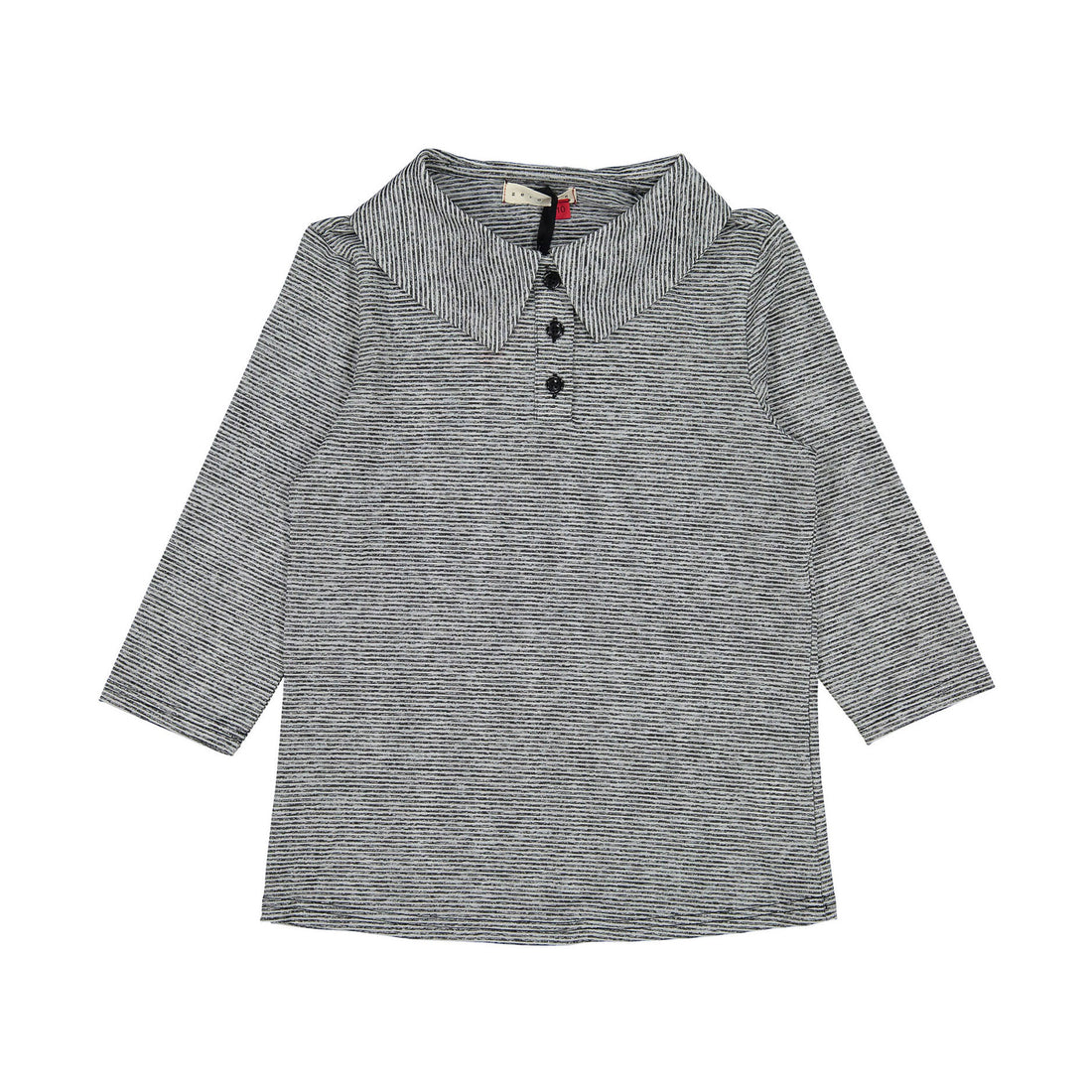 zero + us Collar Thin Grey Stripe Heart Tee