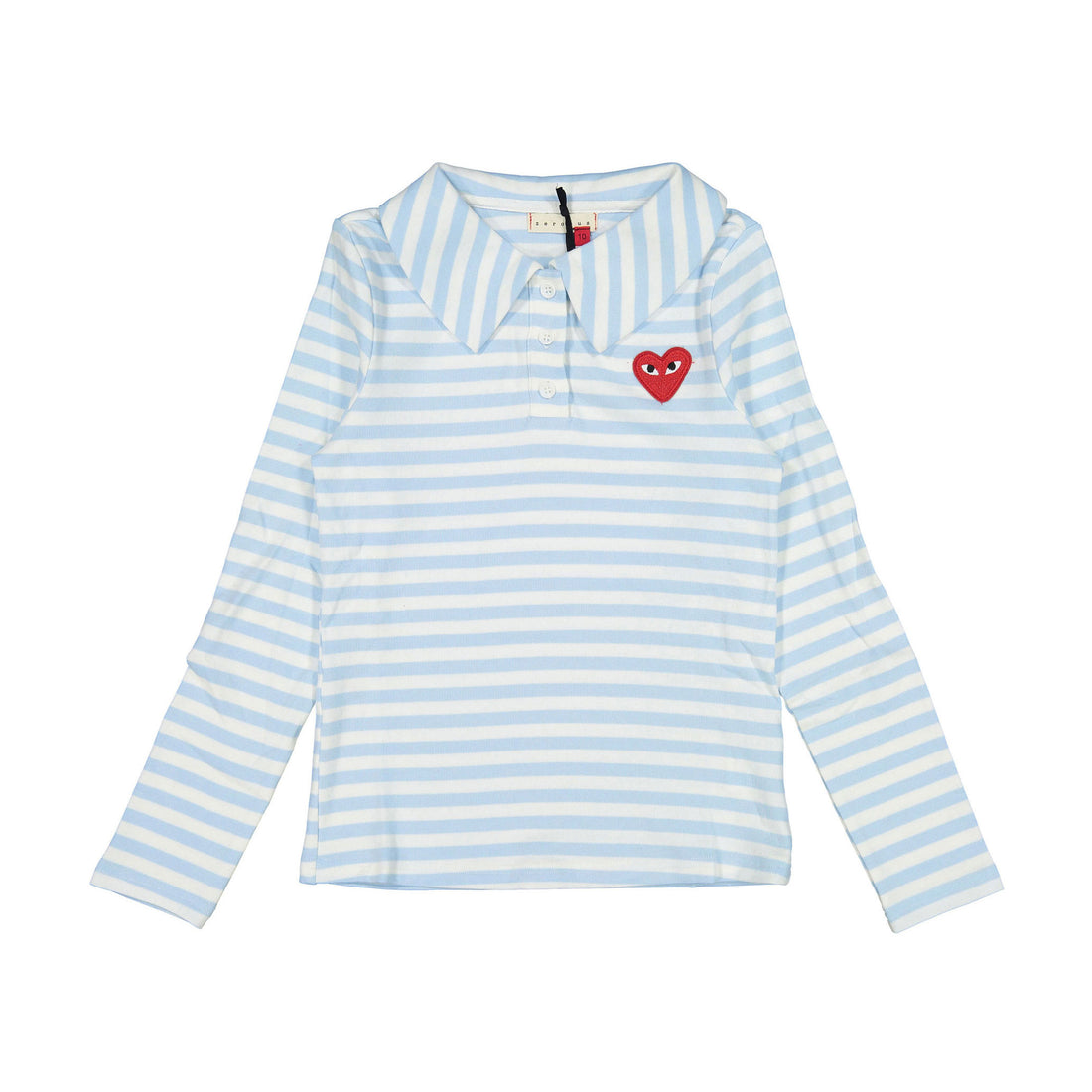 zero + us Collar Light Blue Stripe Heart Tee