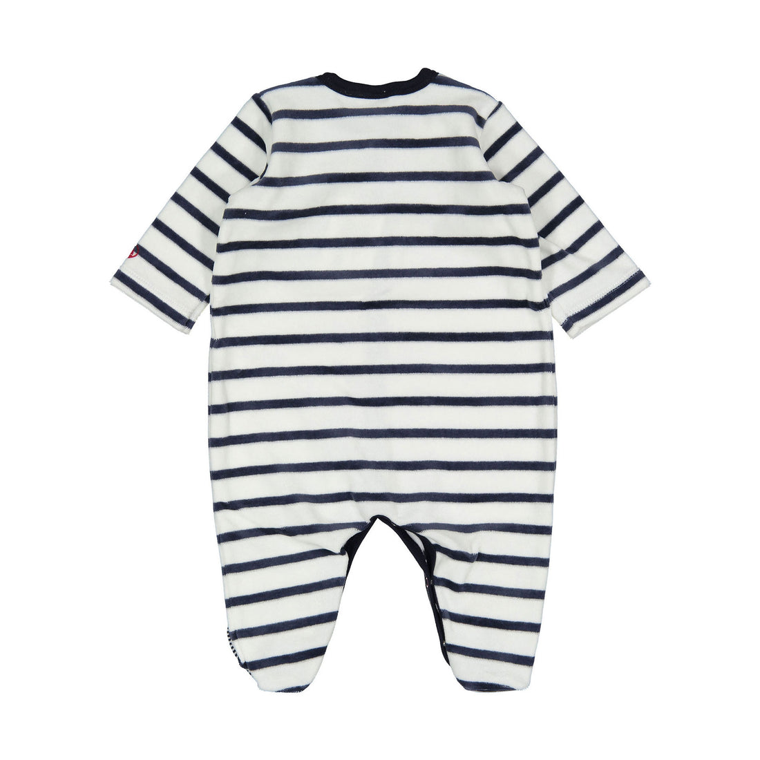 Petit Bateau Front Snap Velour Striped Footie