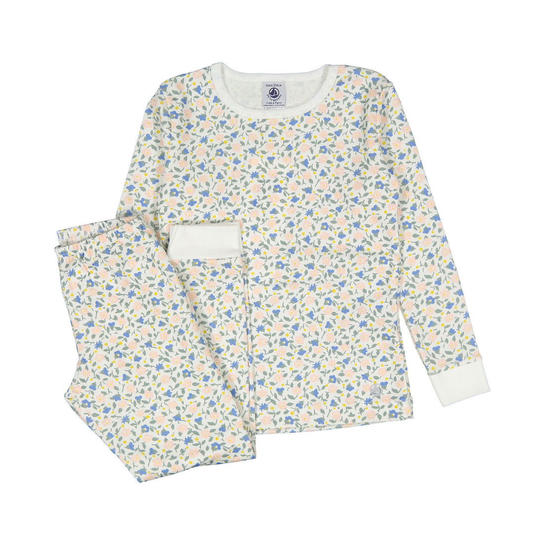 Petit Bateau White Long Sleeve Floral Top And Pants