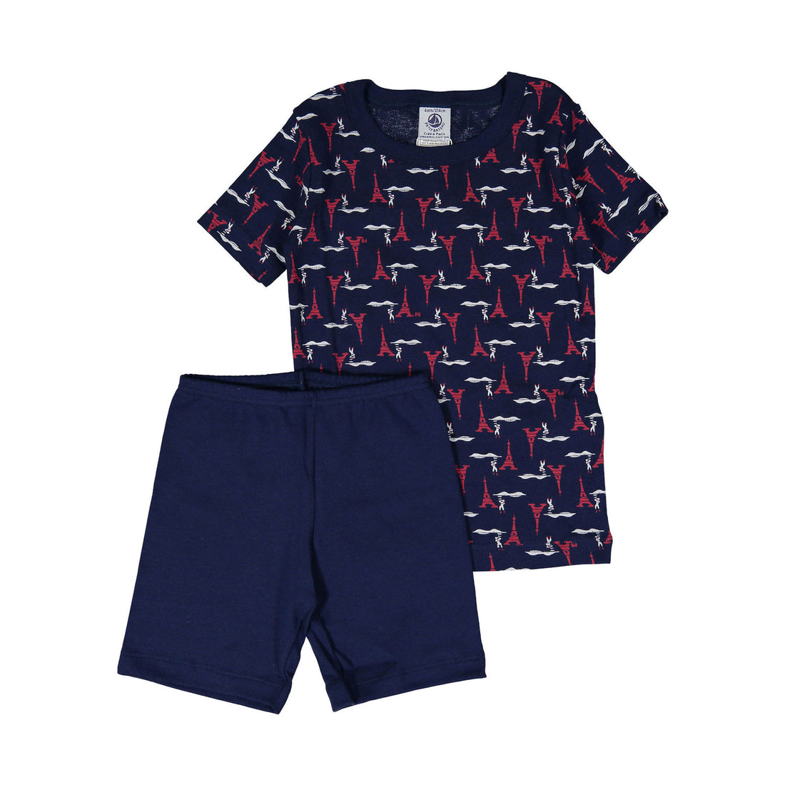 Petit Bateau Blue Short Sleeve Parisian Print Top And Shorts