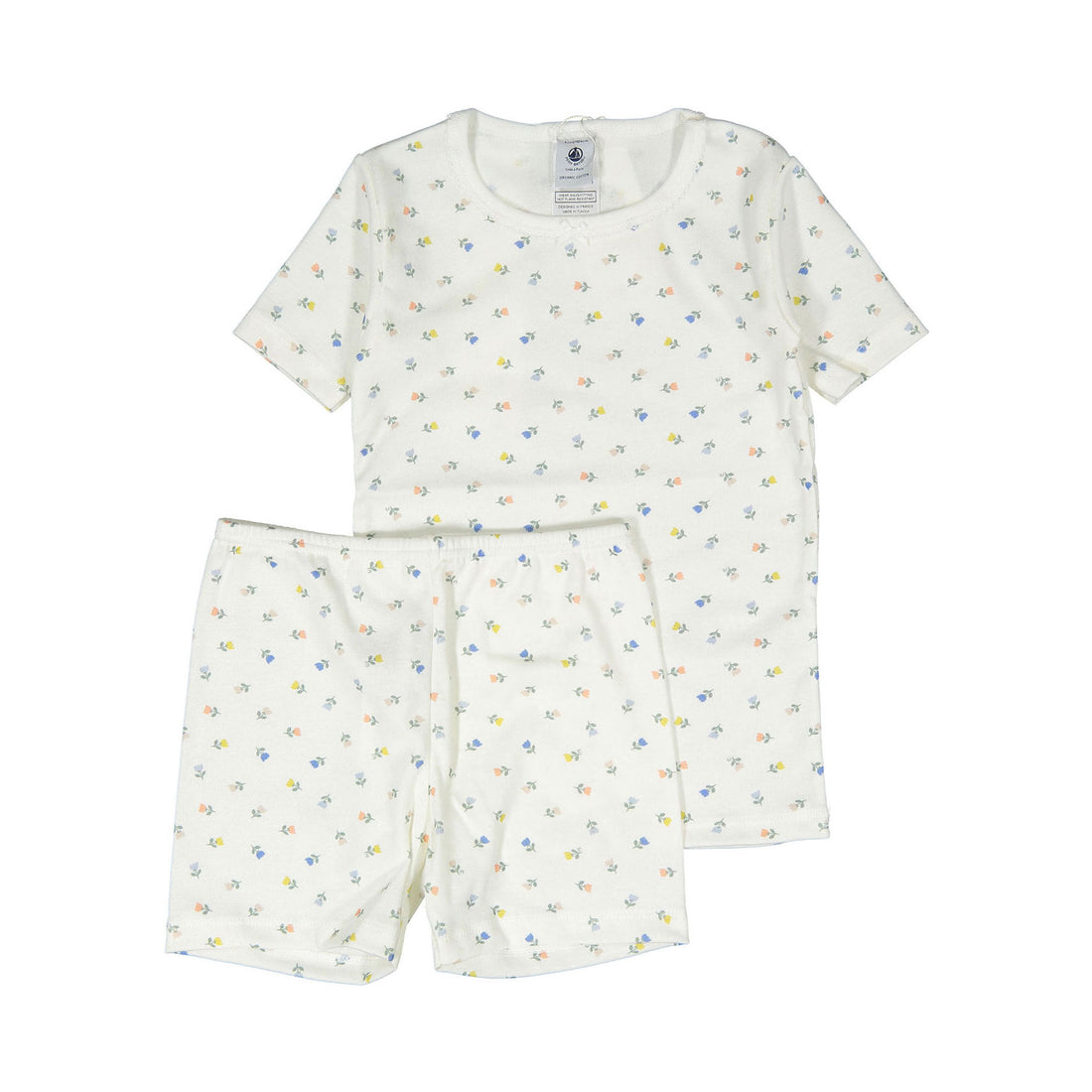 Petit Bateau White Short Sleeve Floral Top And Shorts