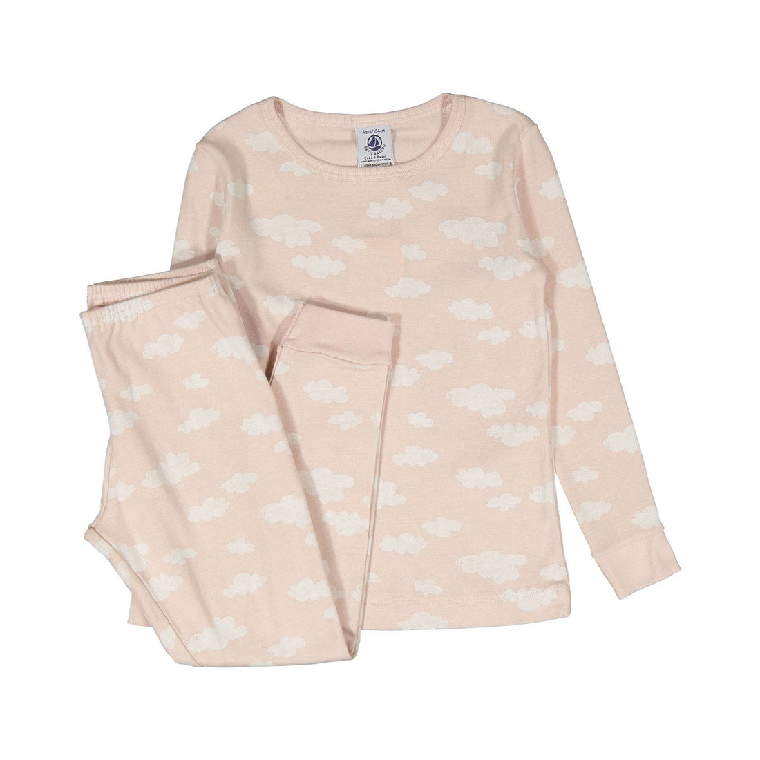 Petit Bateau Pink Long Sleeve Cloud Print Top And Pants