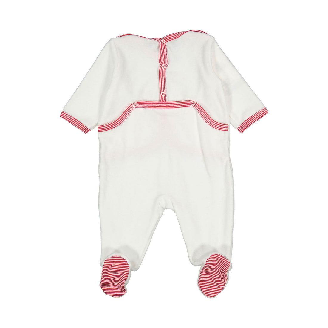 Petit Bateau Back Snap Velour ClaShort Sleeveic Footie With Logo