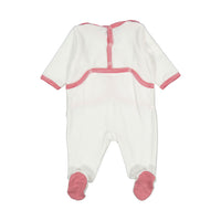 Petit Bateau Back Snap Velour ClaShort Sleeveic Footie With Logo