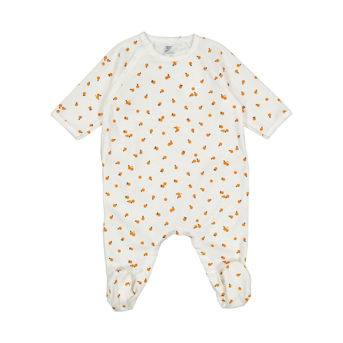Petit Bateau Side Snap Orange Print Footie
