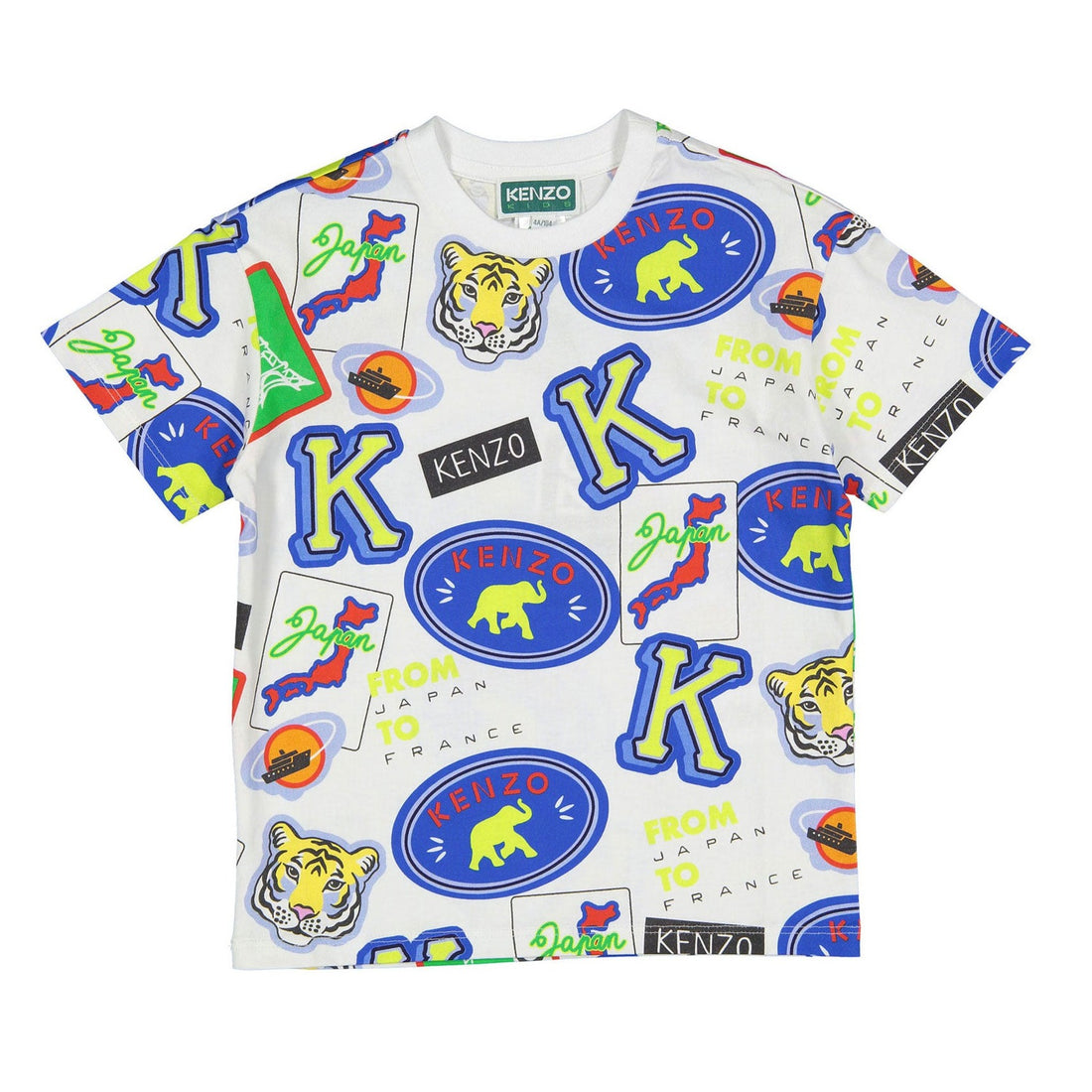 Kenzo White All-Over Print Jersey T-Shirt