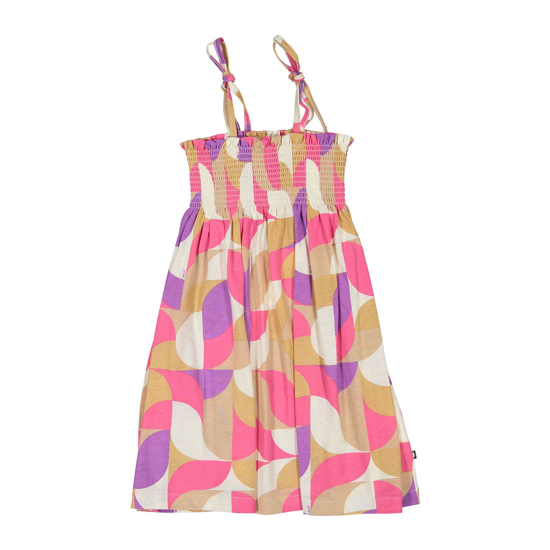 Oeuf Fuschia Geometric Smocked Dress