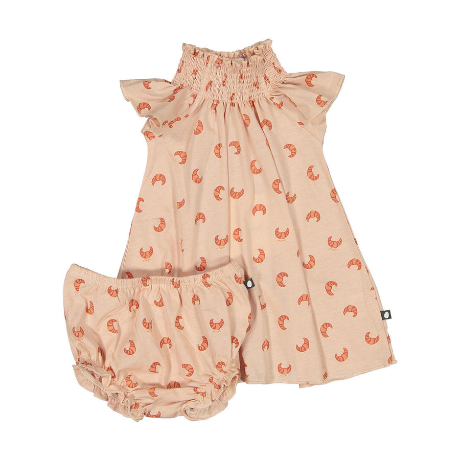 Oeuf Silver Peony Croissant Peasant Baby Dress