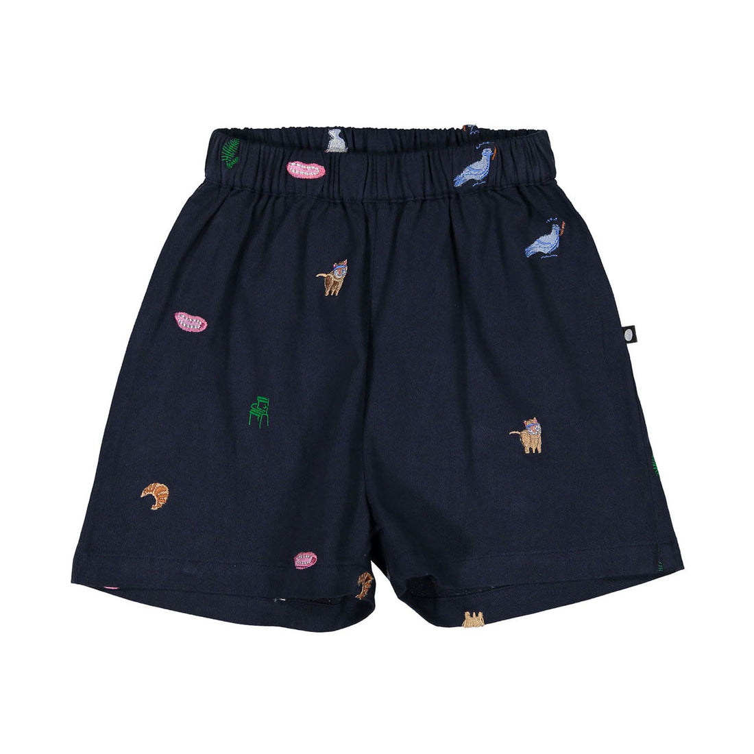 Oeuf Indigo Embroidered Camp Shorts