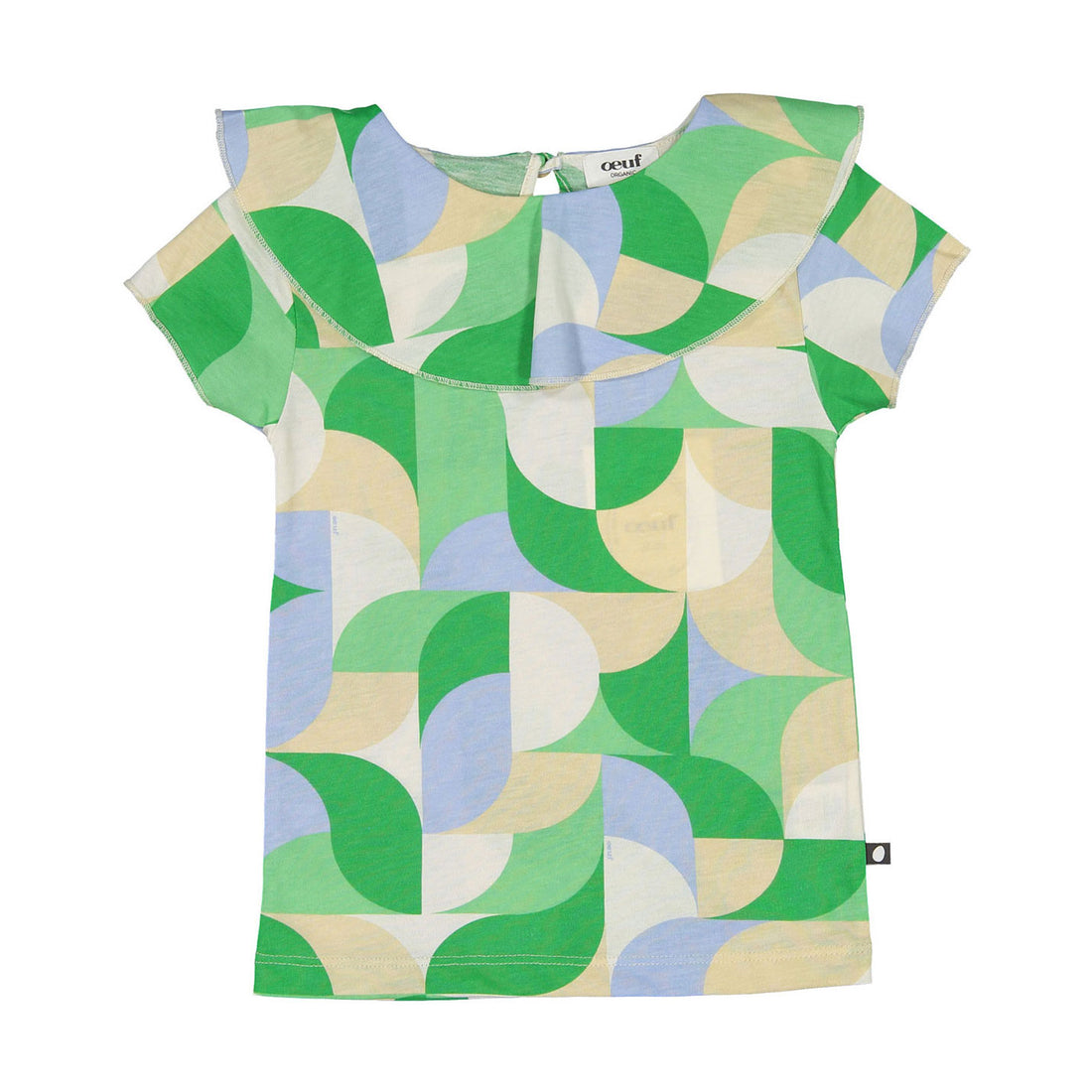 Oeuf Fougere Geometric Ruffle Collar Tee