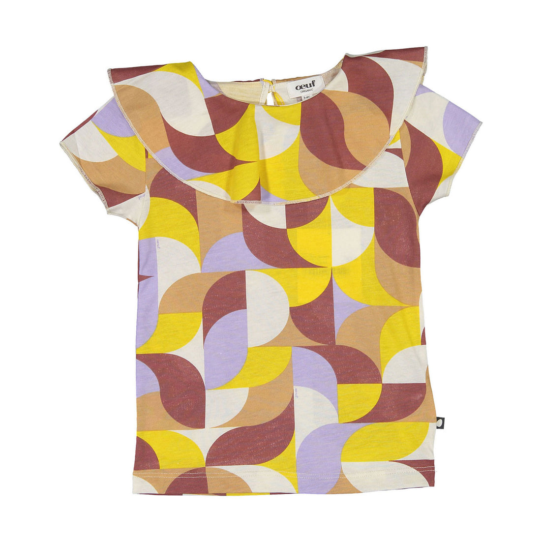 Oeuf Freesia Geometric Ruffle Collar Tee