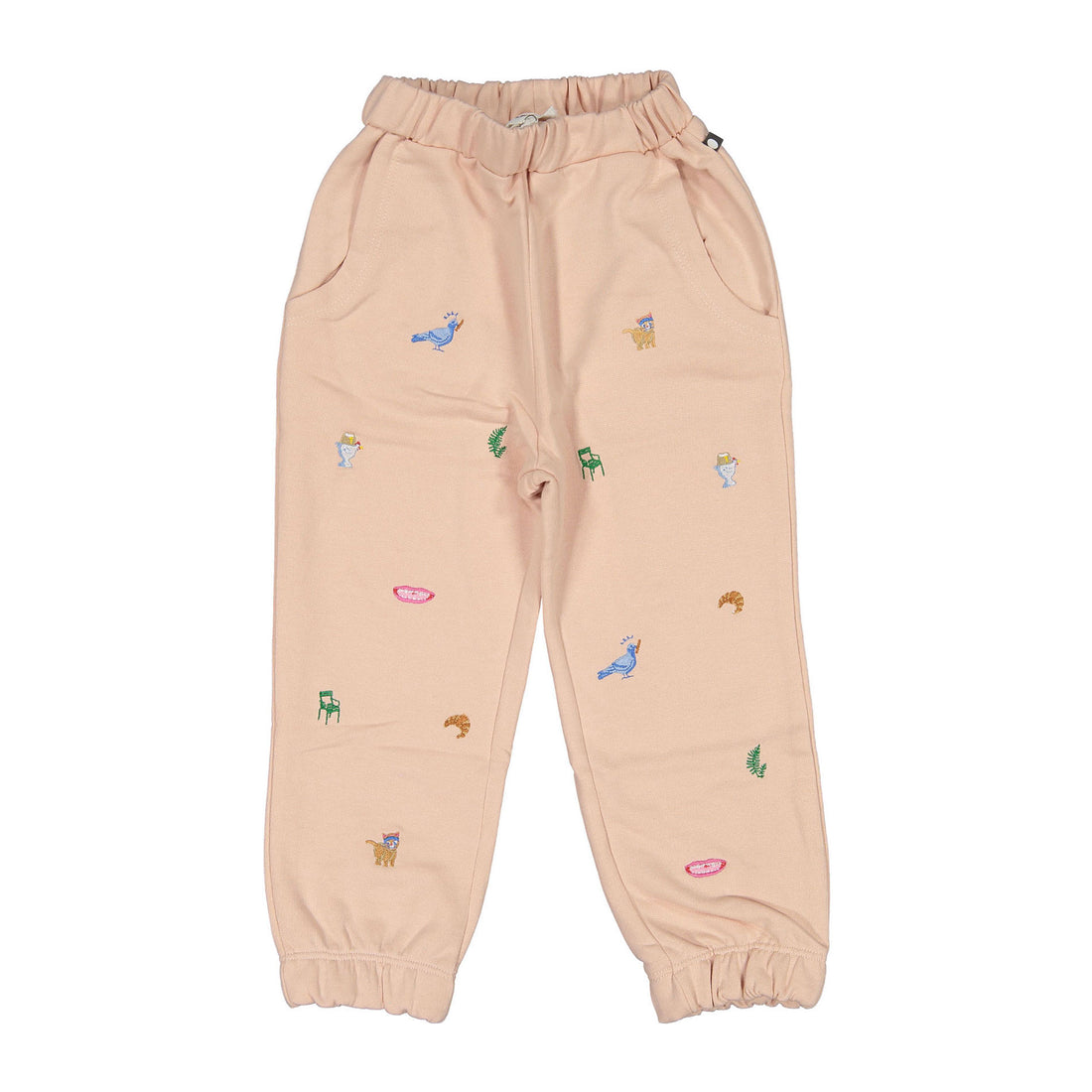 Oeuf Silver Peony Embroidered Sweatpants