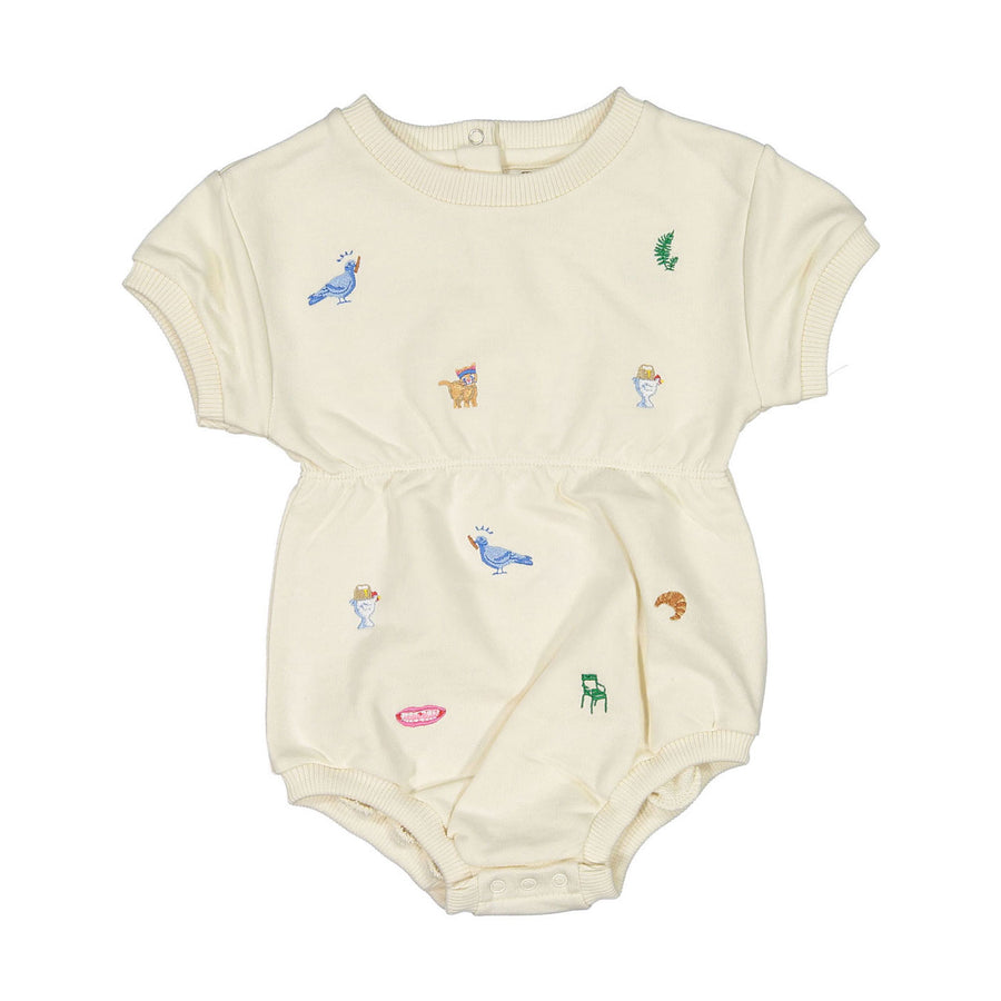 Oeuf Gardenia Embroidered Terry Onesie