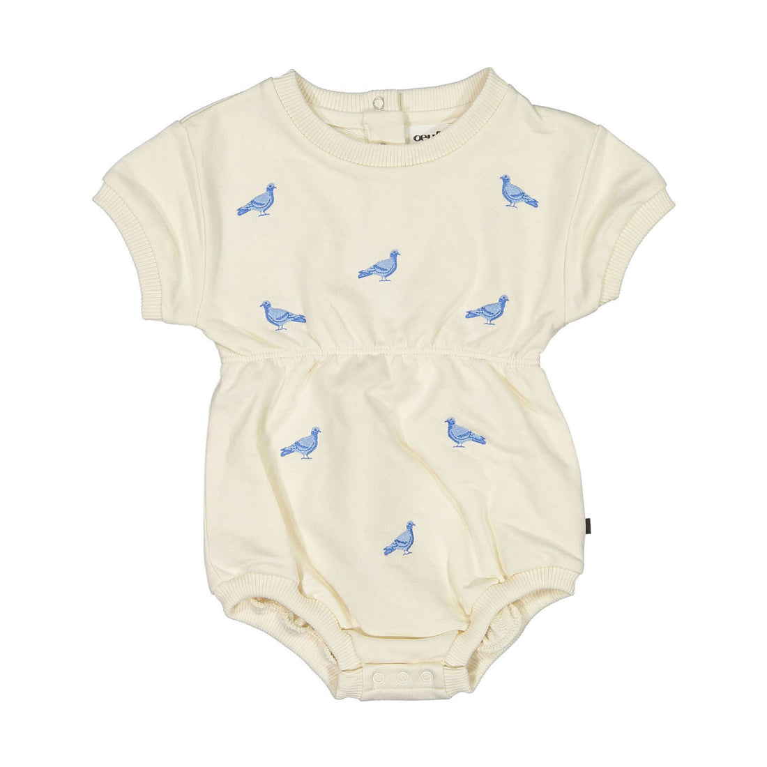 Oeuf Gardenia Pigeon Embroidered Terry Onesie