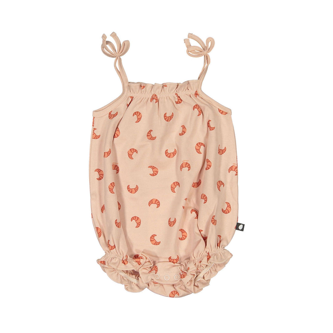 Oeuf Silver Peony Croissant Tie Strap Onesie