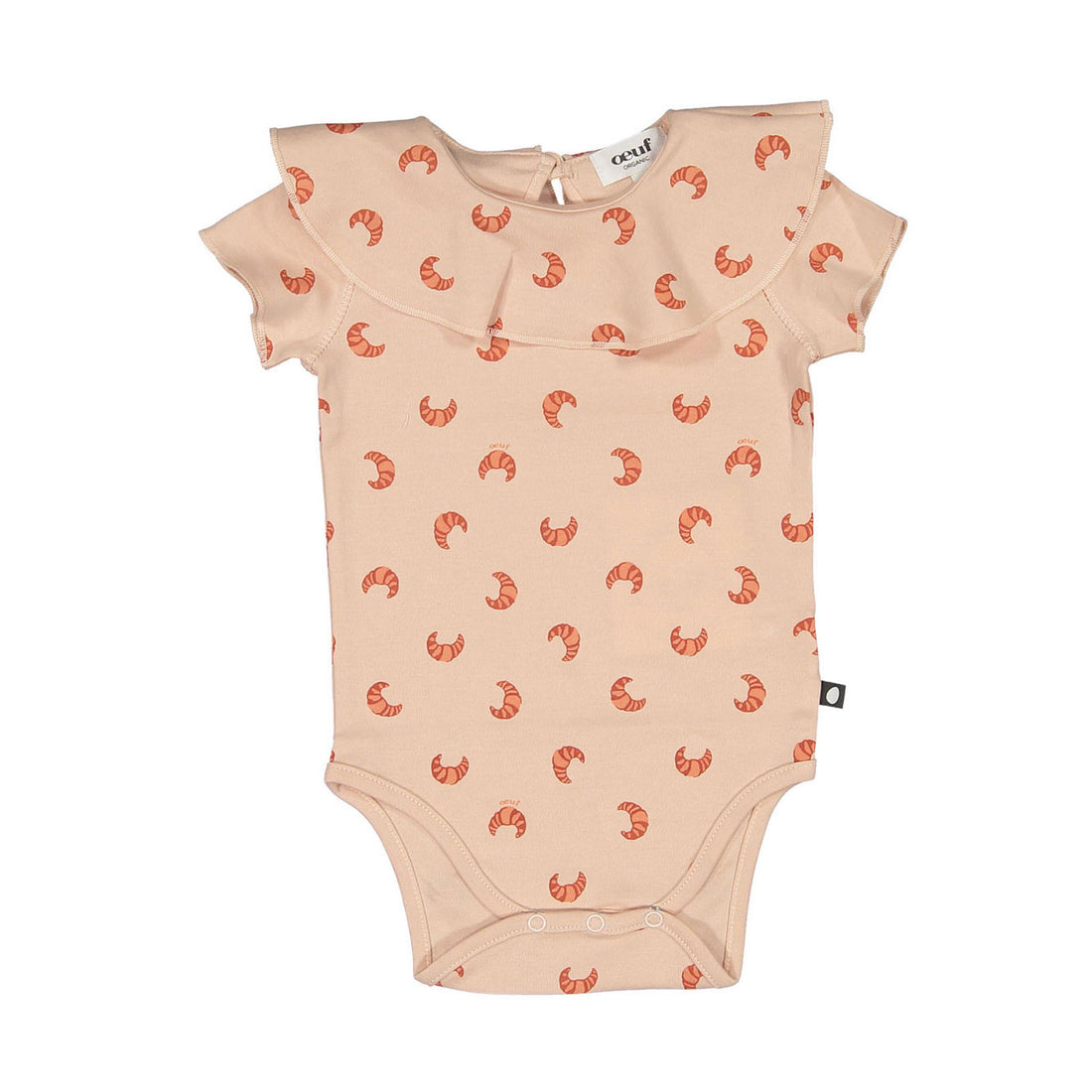 Oeuf Silver Peony Croissant Ruffle Collar Onesie
