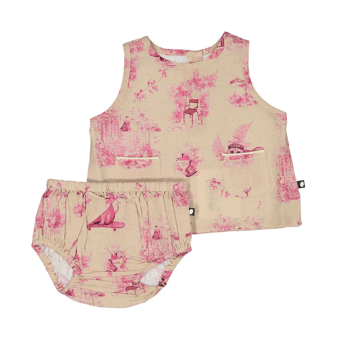 Oeuf Silver Peony Toile Baby Linen Set