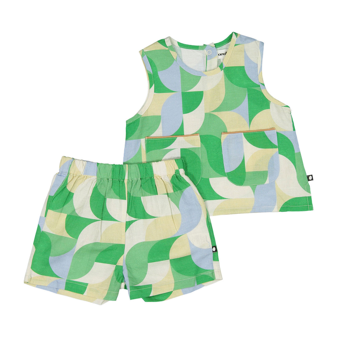 Oeuf Fougere Geometric Kid Linen Set