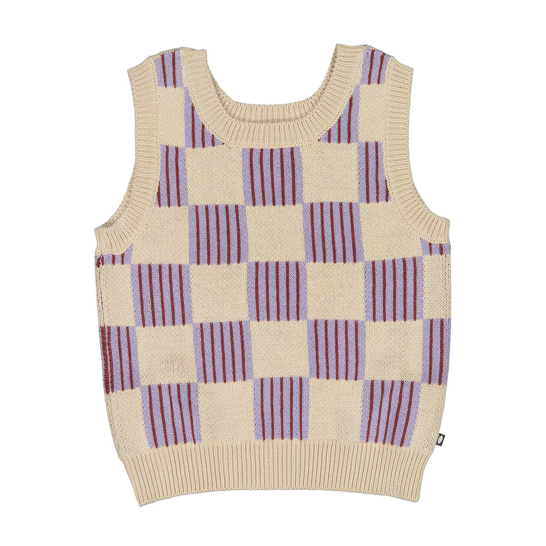Oeuf Eggshell Patchwork Knit Motif Vest