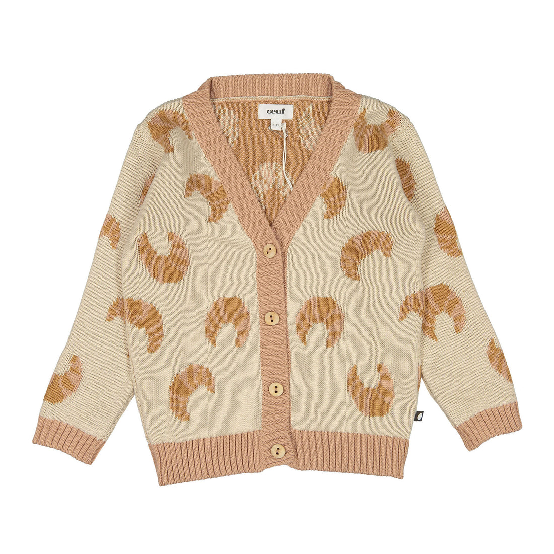 Oeuf Eggshell Croissant Knit Motif Cardigan