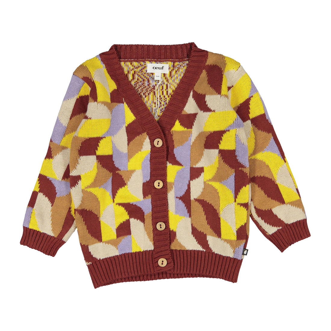Oeuf Freesia Geometric Knit Motif Cardigan