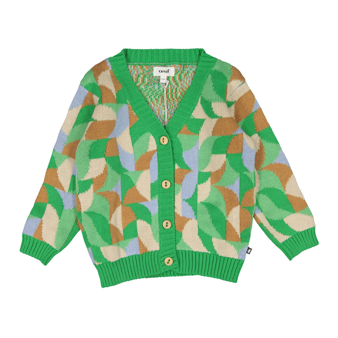 Oeuf Fougere Geometric Knit Motif Cardigan