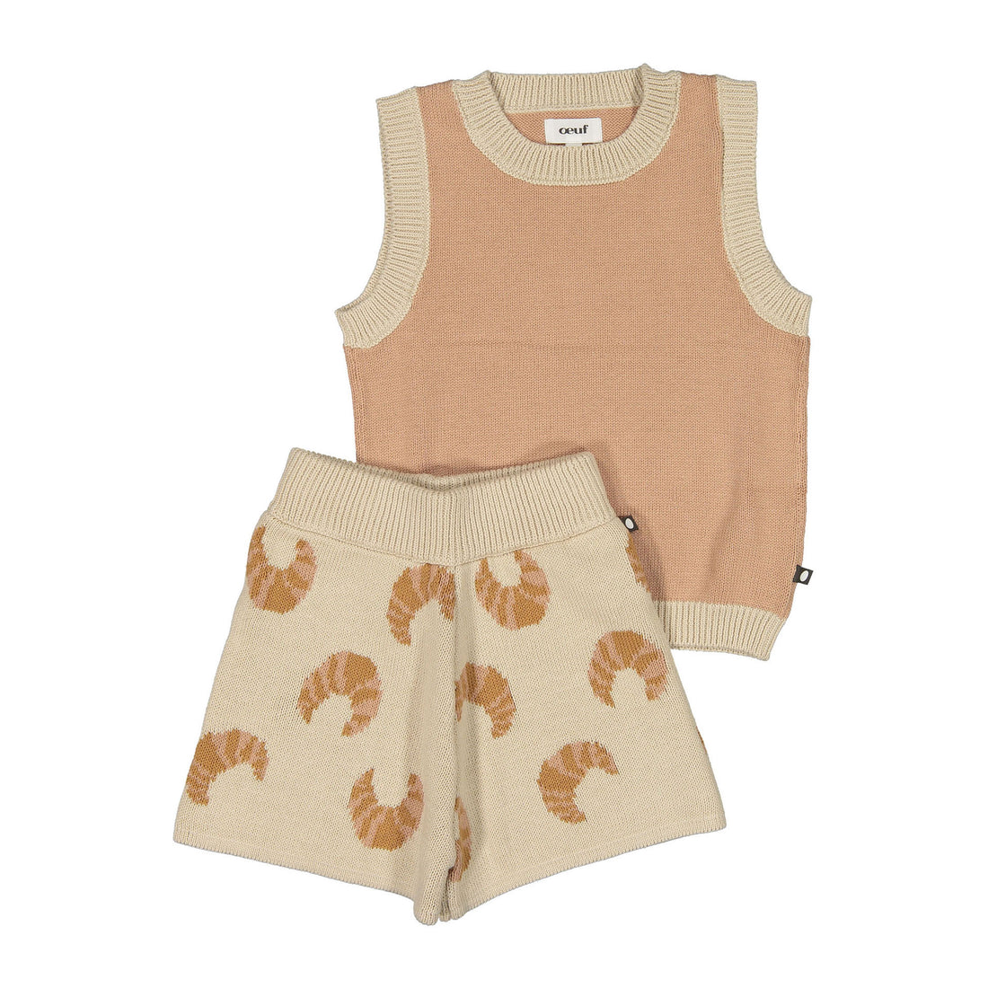 Oeuf Eggshell Croissant Vest and Shorts Set