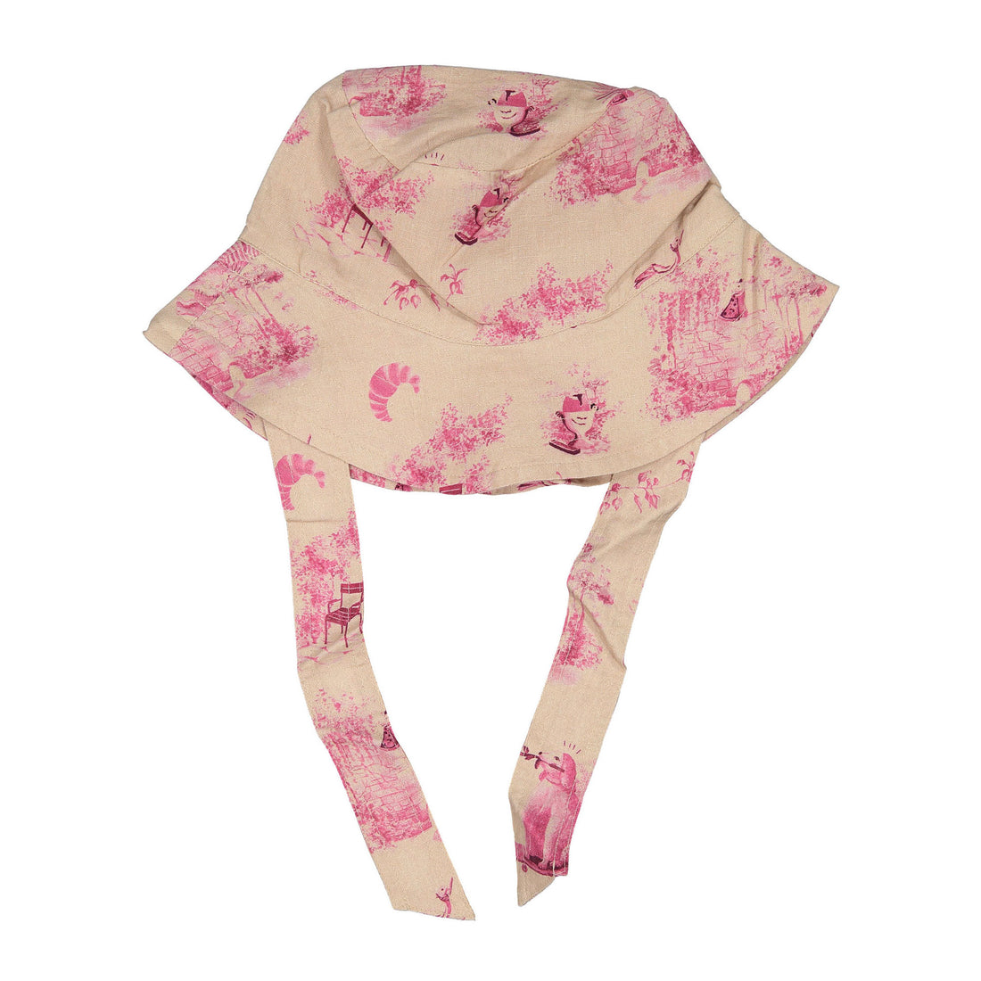 Oeuf Silver Peony Toile Tie Hat