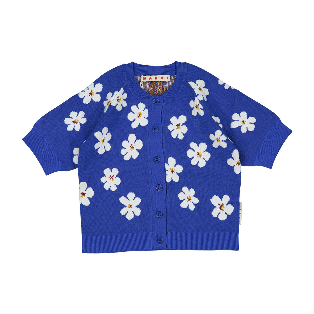 Marni Blue Flowers All Over Knit Top