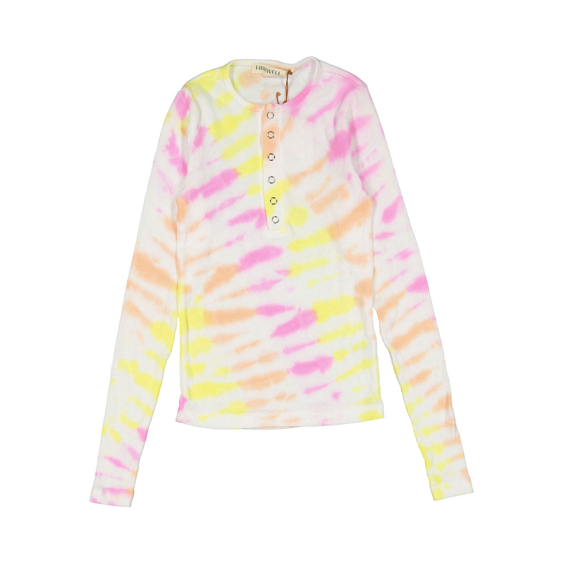 Fairwell Pink Orange Yellow Dye Henley Tee