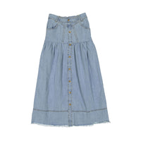 FYI Bleached Denim Buttons Skirt