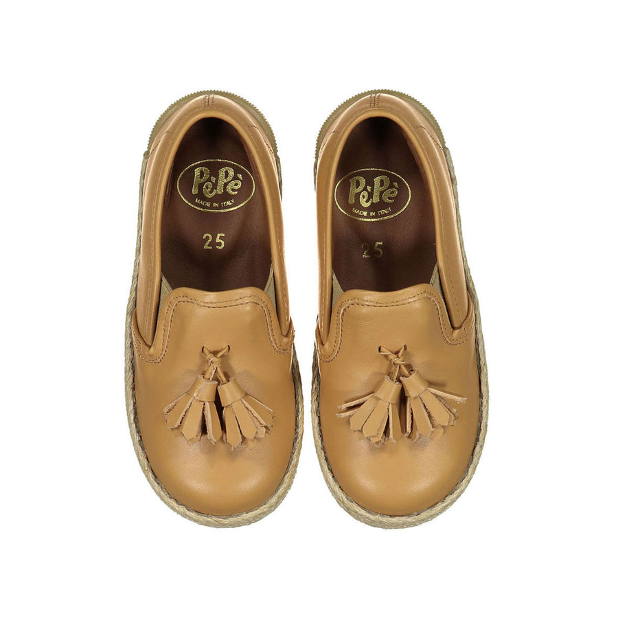 Pepe Brown Leather Tassle Slip Ons