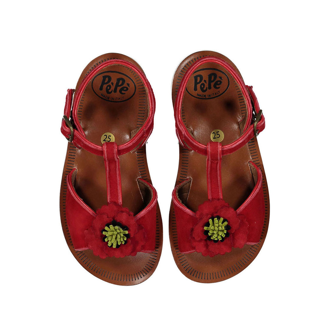 Pepe Red Flower Detail Sandal