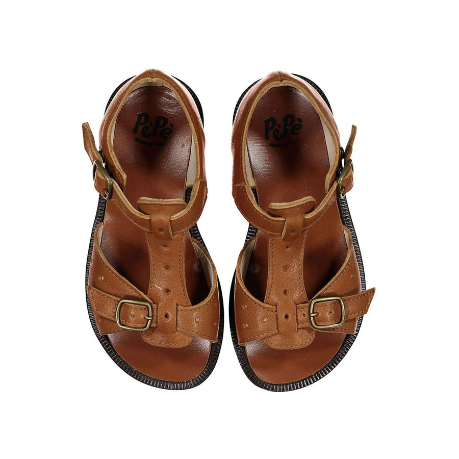 Pepe Brown Dot Detail Buckle Sandals